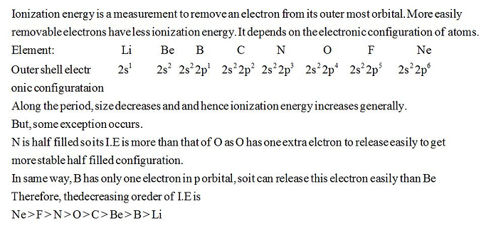 Ank These Elements According To First Ionization Energy Highest To Lowest Ne F O N C B Be Li Home Work Help Learn Cbse Forum