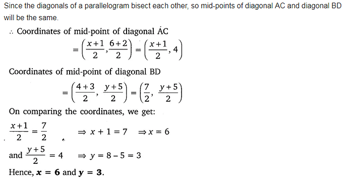 If 1 2 4 Y X 6 And 3 5 Are The Vertices Of A Parallelogram Taken In Order Cbse Class 10 Maths Learn Cbse Forum