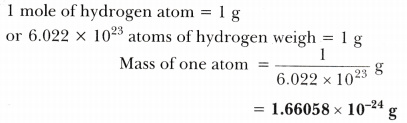 mass of a hydrogen atom