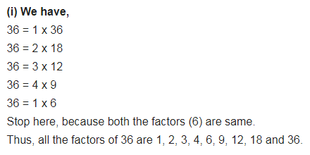 Write all the factors of the following numbers : (a) 24 - CBSE Class 6 ...