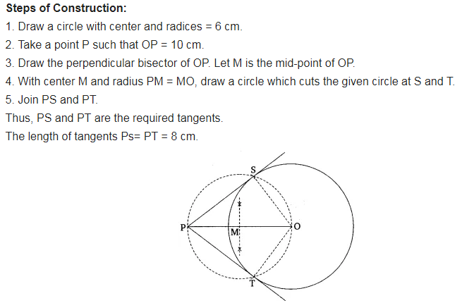 Draw a circle with radius 4 cm and construct two tangents to a circle such  that when those two tangents intersect each other outside the circle they  make an angle of 60°