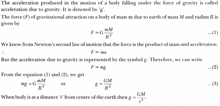 define-acceleration-due-to-gravity-derive-an-expression-for