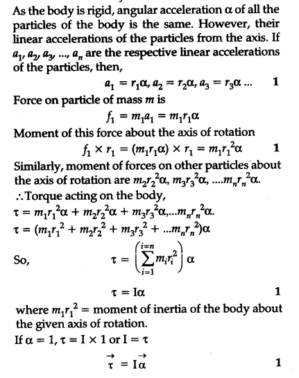 Derive The Relation Between Torque And Moment Of Inertia Cbse Class