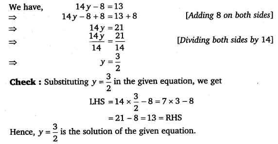 Solve The Following Equations 14y 8 13 Cbse Class 8 Maths Learn Cbse Forum