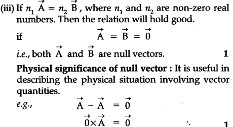 Define null vector. What are its properties ? What is its physical