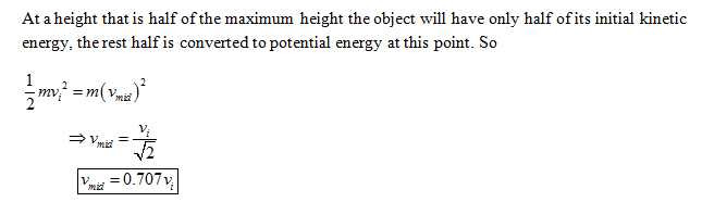 What is the speed u of the object at the height of(1/2)hmax? - Home ...