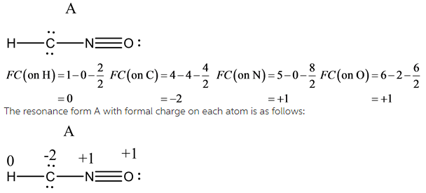 Add formal charges to each resonance form of HCNO below. Based on the ...