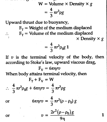 what is terminal velocity class 11 formula