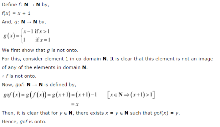 Give Examples Of Two Functions F N N And G N N Such That Gof Is Onto But F Is Not Onto Cbse Class 12 Maths Learn Cbse Forum