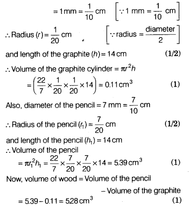 A lead pencil consists of a cylinder of wood with a solid cylinder of ...