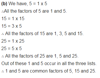 Find the common factors of: (a) 4, 8 and 12 - CBSE Class 6 Maths ...