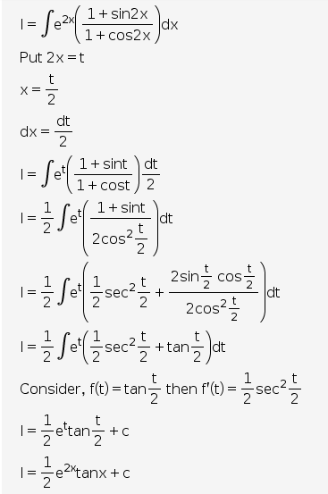 integration of e x 2 sin 2x 1 cos 2x dx