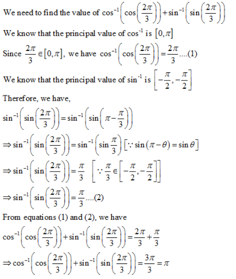 Principal Value Of Cos Inverse Cos 2 Pi By 3