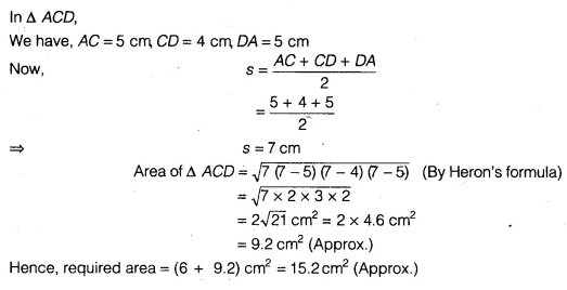 Find The Area Of A Quadrilateral Abcd In Which Ab 3 Cm 4 Cm Cd 4 Cm Da 5 Cm And Ac 5 Cm Cbse Class 9 Maths Learn Cbse Forum