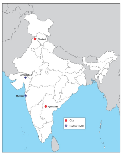 on the outline map of india mark n label of the following 