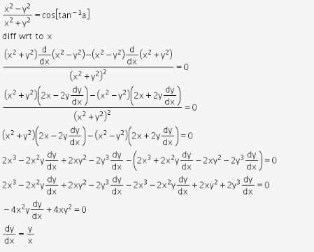 If Cos 1 X2 Y2 X2 Y2 Tan 1 A Prove That Dy Dx Y X Cbse Class 12 Learn Cbse Forum