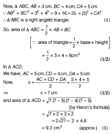 Find The Area Of A Quadrilateral Abcd In Which Ab 3 Cm 4 Cm Cd 4 Cm Cbse Class 9 Maths Learn Cbse Forum